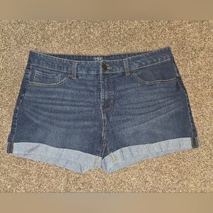 Time and Tru Dark Blue Rolled Hem Denim Shorts